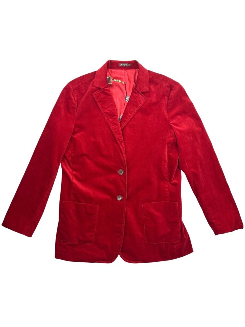 J.McLaughlin Aubrey Red Velvet Blazer Women's L Equestrian Lining Preppy Luxury